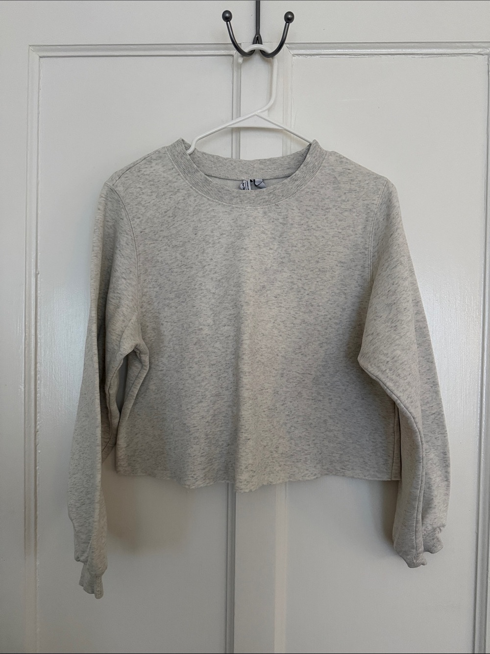 & Other Stories Heather Gray Cropped Crewneck Sweater